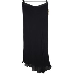 Anthropologie Black Chiffon Low Rise Semi Sheer Slit Maxi Skirt Size Small